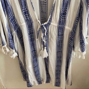 Blue and white coverup tunic